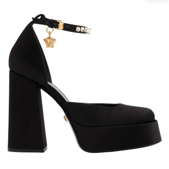 Versace Shoes - Versace Medusa Aevitas Satin Platform Pumps